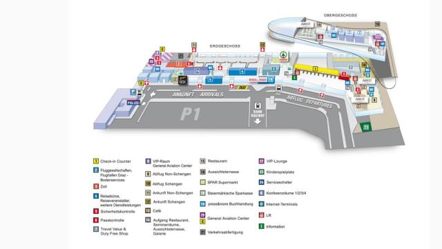 Схема терминала аэропорта Грац-Талерхоф