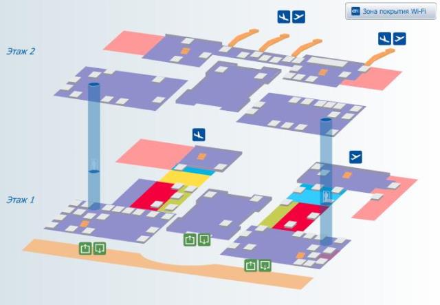 Схема терминалов аэропорта "Пулково"
